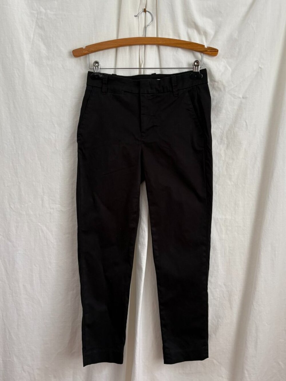 Vince Women's Black Cotton Skinny Leg Ankle Pants Mid Rise 0 Minimalist Chic